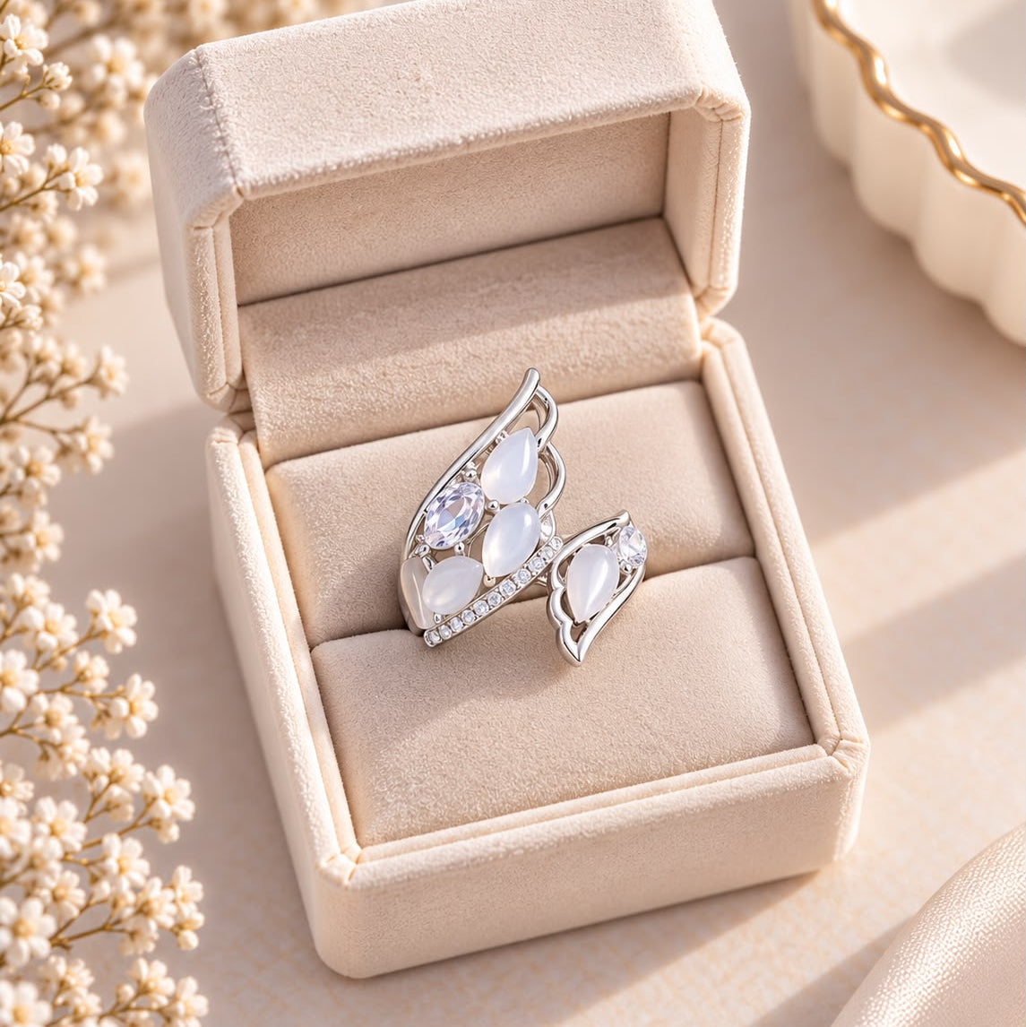 Ivory Glow Ring-11 (Silver)