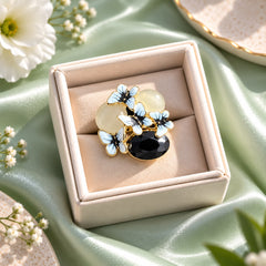 Butterfly Bloom Statement Ring (Black)