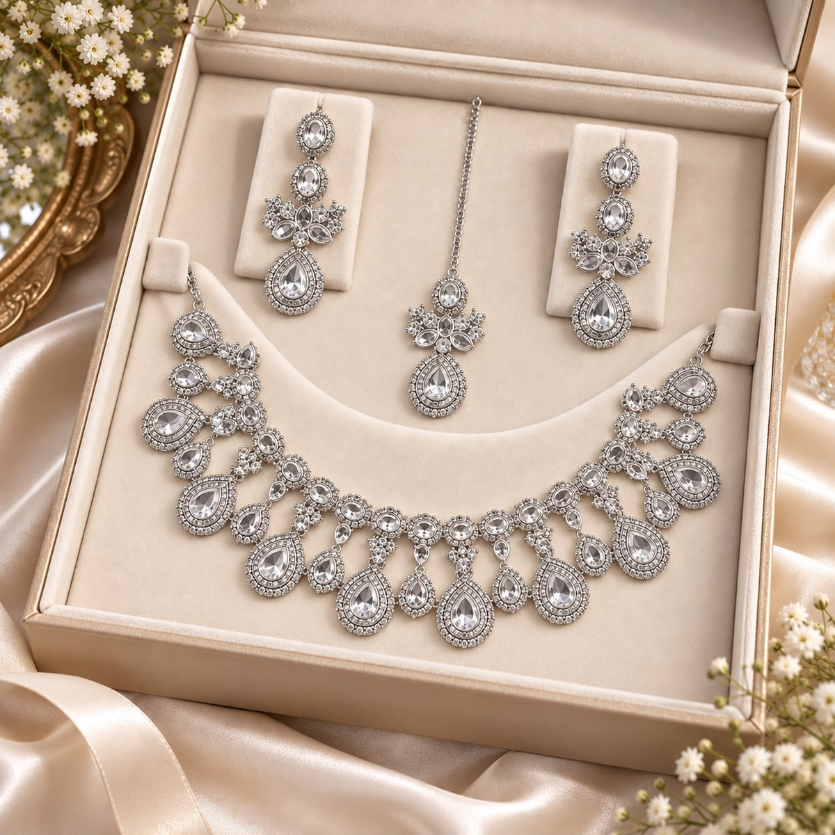 Zircon Necklace-55 (Silver)