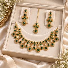 Zircon Necklace-55 (Golden/Green)