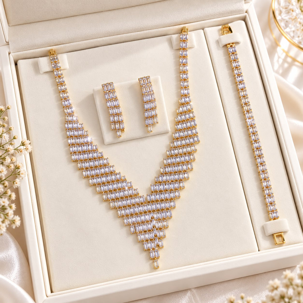 Zircon Necklace-58 (Golden)