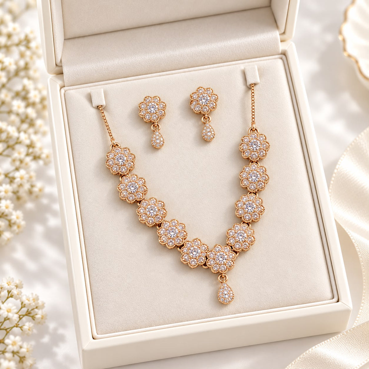 Zircon Necklace-56 (Golden)