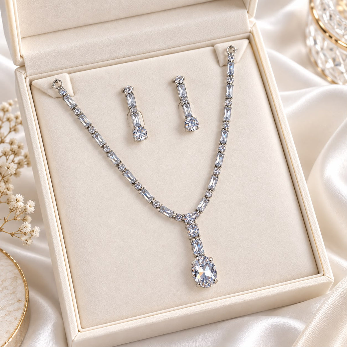 Zircon Necklace-64 (Silver)