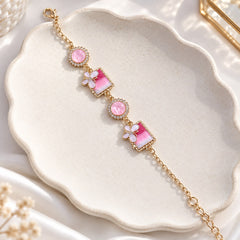 Resin Charm Bracelet-01 (Golden/Pink)