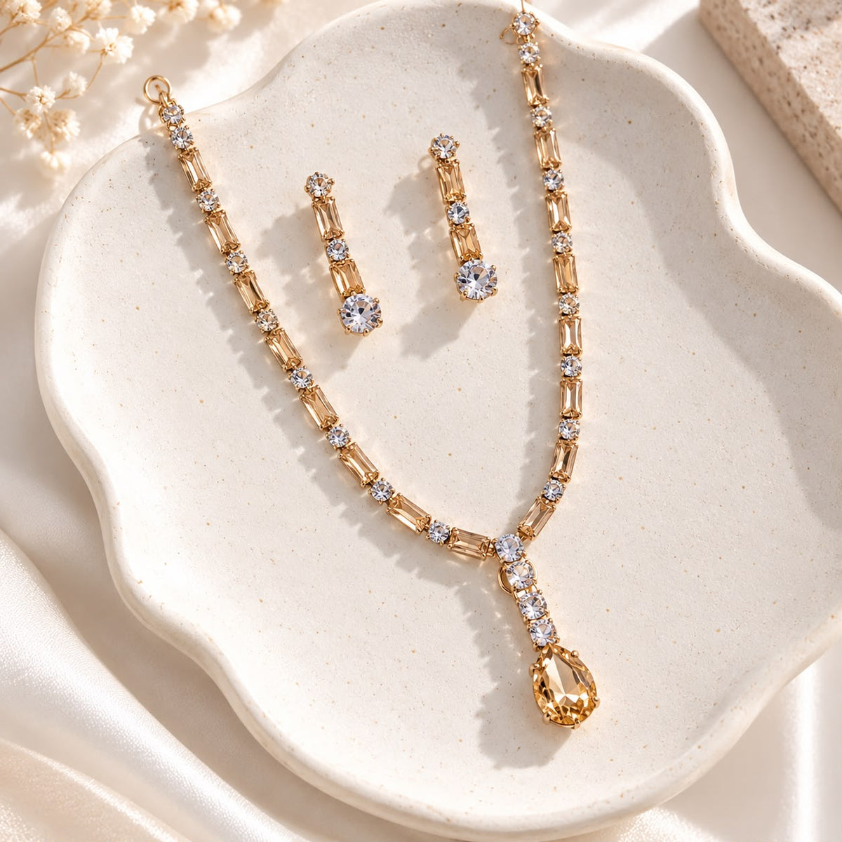 Zircon Necklace-64 (Golden)