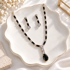 Zircon Necklace-64 (Golden/Black)