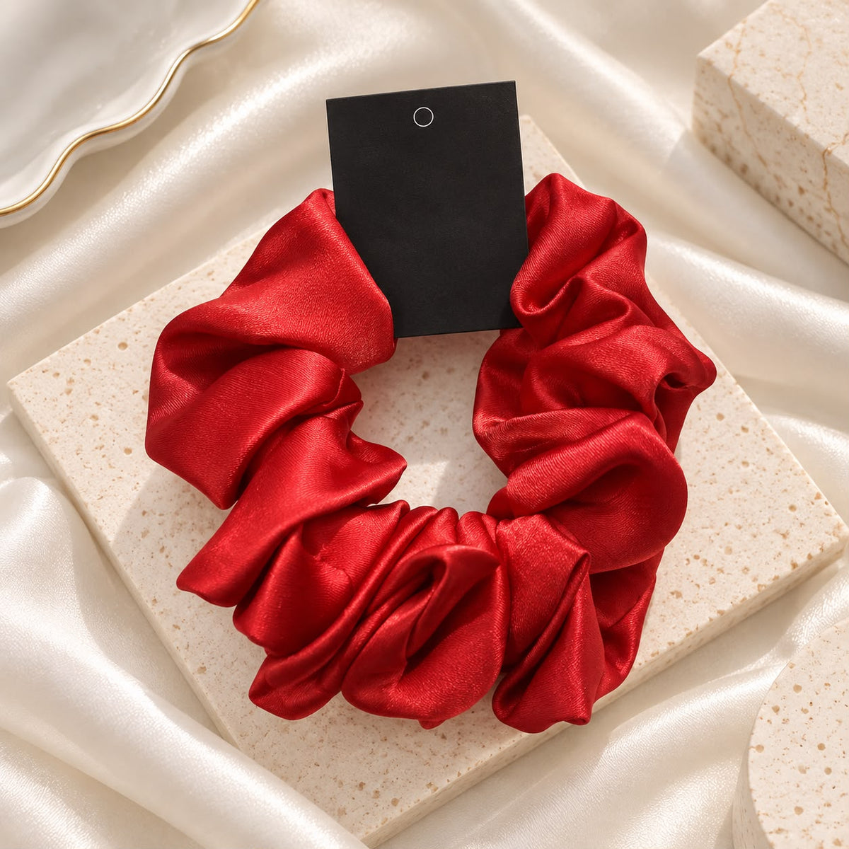 Silk Satin Scrunchies (Red)