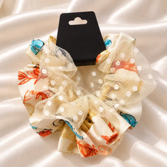 Floral Mesh Scrunchie-02 (Off White)
