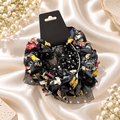 Floral Mesh Scrunchie-02 (Black)
