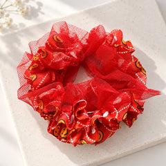 Printed Mesh Scrunchie (Red)