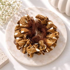 Printed Mesh Scrunchie (Brown)