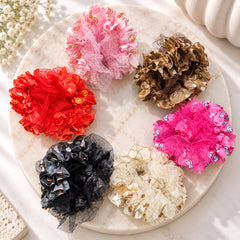 Printed Mesh Scrunchie (Baby Pink)