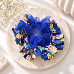 Floral Mesh Scrunchie-03 (Blue)
