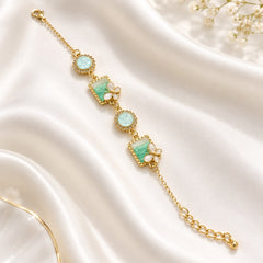 Resin Charm Bracelet-01 (Golden/Mint Green)