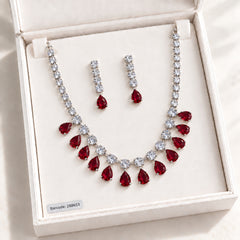 Zircon Necklace-68 (Silver/Maroon)