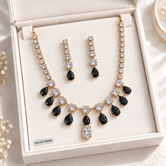 Zircon Necklace-69 (Golden/Black)