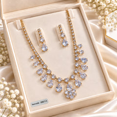 Zircon Necklace-70 (Golden/White)