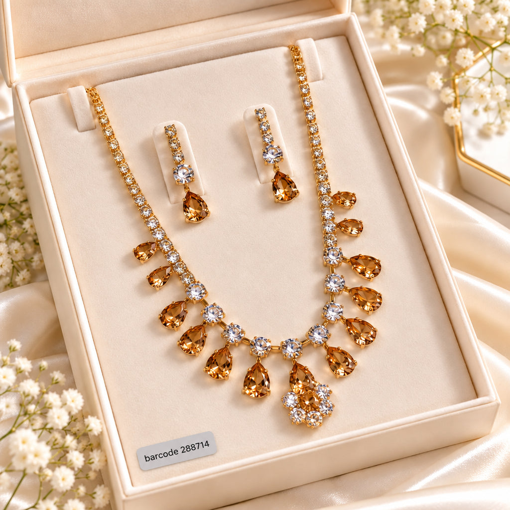 Zircon Necklace-70 (Golden)