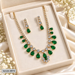 Zircon Necklace-70 (Golden/Green)