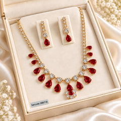 Zircon Necklace-70 (Golden/Maroon)