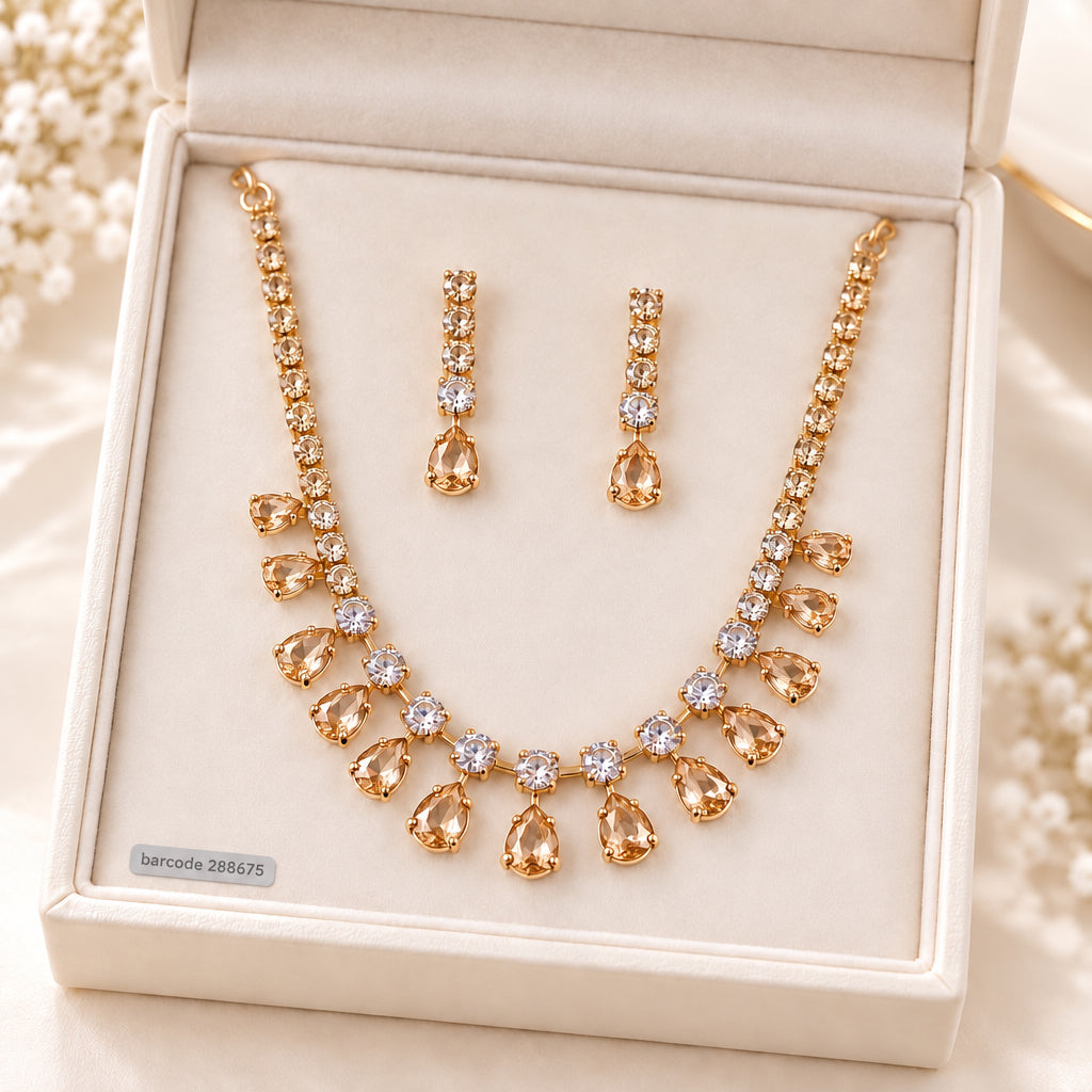 Zircon Necklace-68 (Golden)