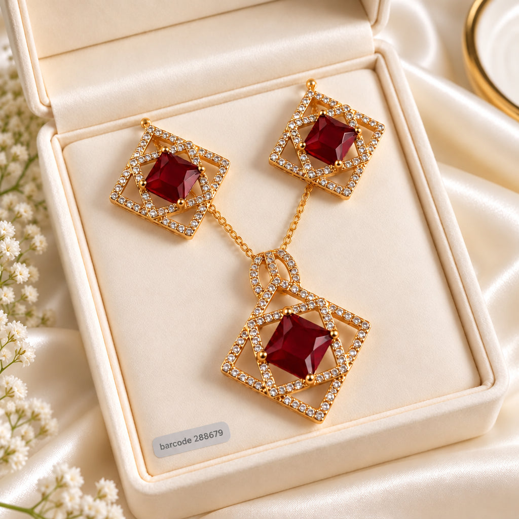 Zircon Locket Set-199 (Maroon)