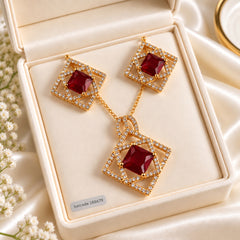 Zircon Locket Set-199 (Maroon)