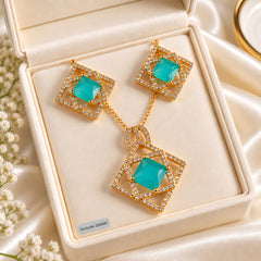 Zircon Locket Set-199 (Ferozi)