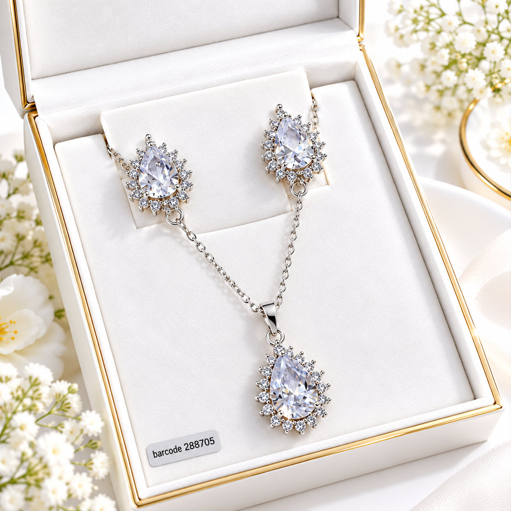 Zircon Locket Set-201 (Silver)