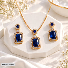 Zircon Locket Set-200 (Golden/Blue)