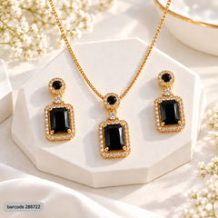 Zircon Locket Set-200 (Golden/Black)