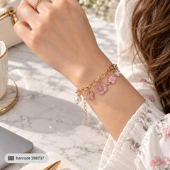 Stainless Steel Charm Bracelet-14 (Pink)