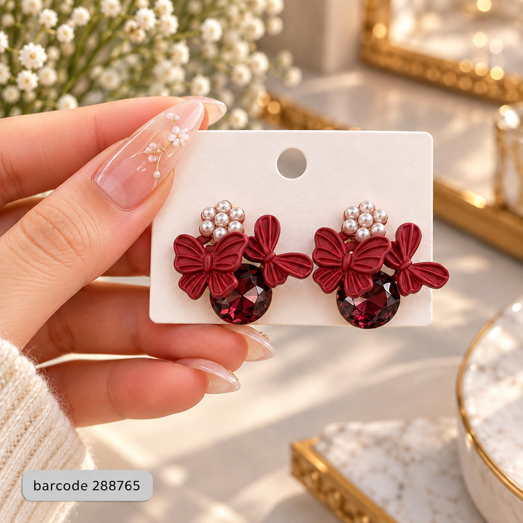 Butterfly Studs-248 (Maroon)