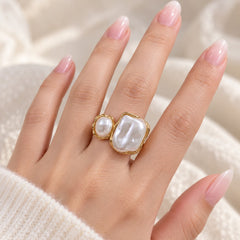 Baroque Pearl Ring-18 (Golden)