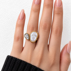 Baroque Pearl Ring-15 (Golden)