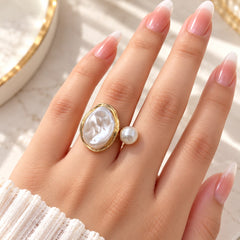 Baroque Pearl Ring-13 (Golden)