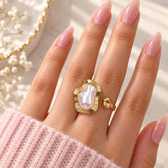 Baroque Pearl Ring-10 (Golden)