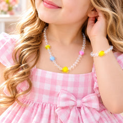 Kids Charm Necklace & Bracelet-02 (White/Yellow)