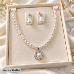Pearl Necklace Set -19 (Silver)
