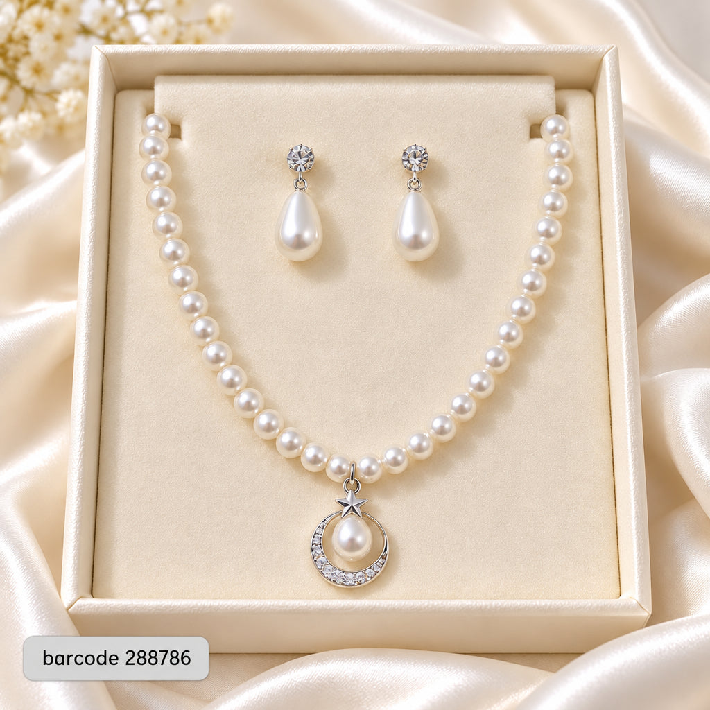 Pearl Necklace Set -20 (Silver)