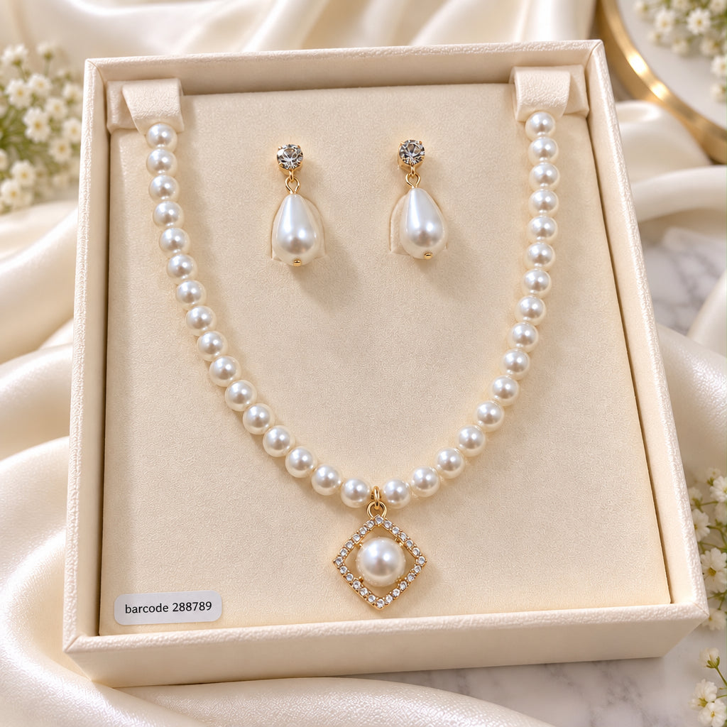 Pearl Necklace Set -21 (Golden)