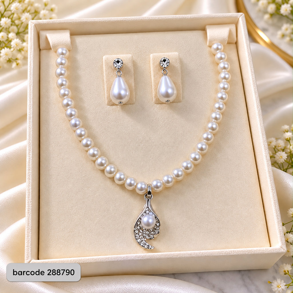 Pearl Necklace Set -22 (Silver)