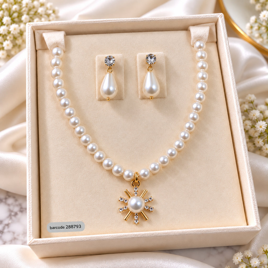 Pearl Necklace Set -23 (Golden)