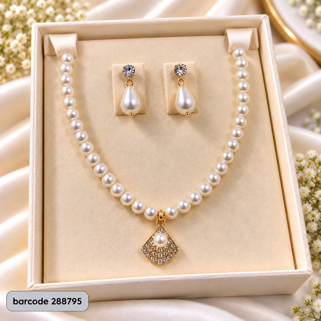 Pearl Necklace Set -24 (Golden)