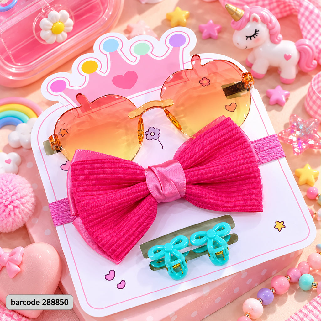 Cute Hair Accessories & Sunglesses (Pink)