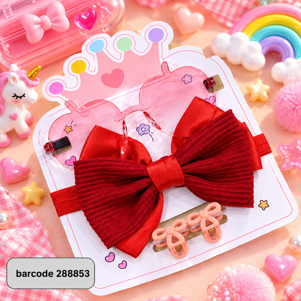 Cute Hair Accessories & Sunglesses (Red)