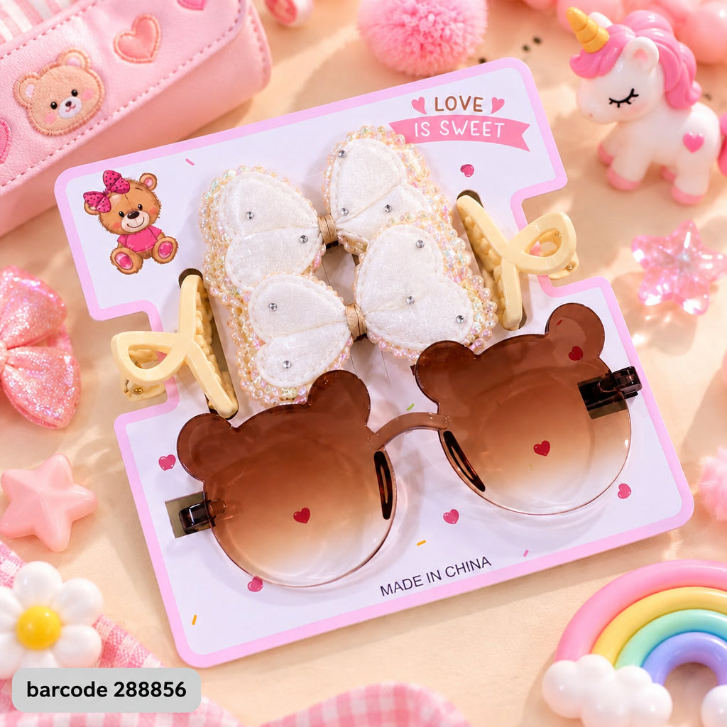 Cute Hair Accessories & Sunglesses (Yellow)