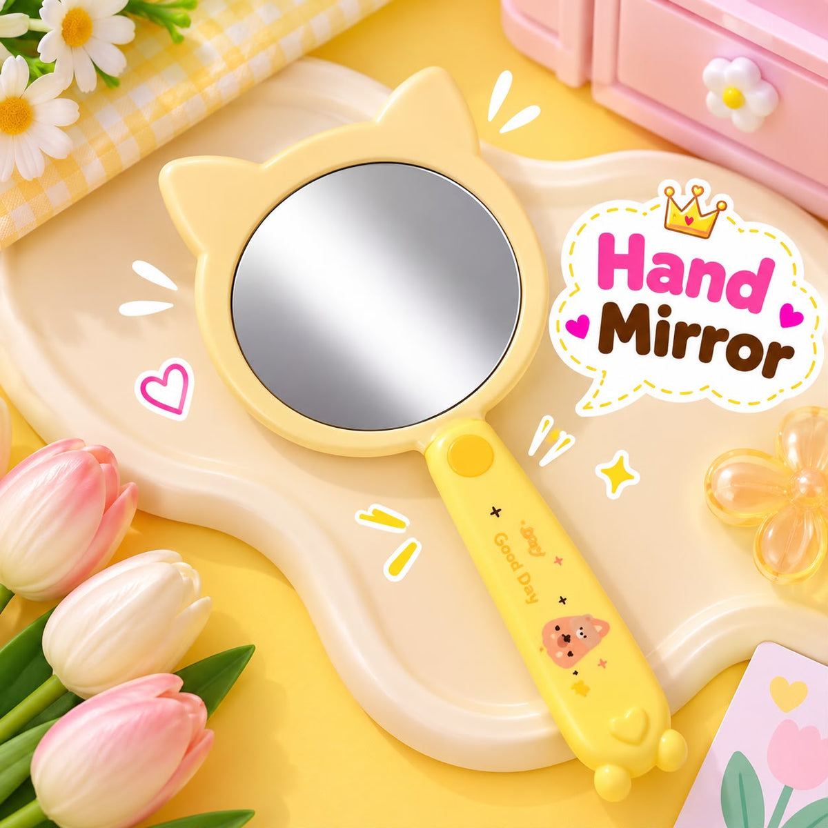 Bear Kids Hand Mirror-02 (Yellow)