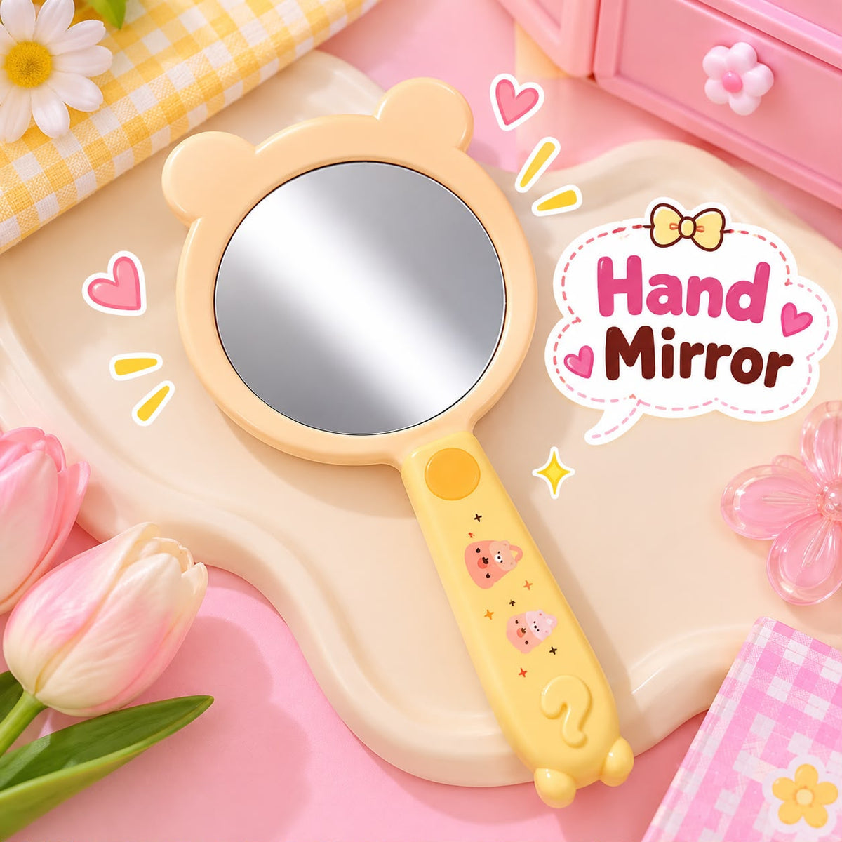 Bear Kids Hand Mirror-01 (Orange)