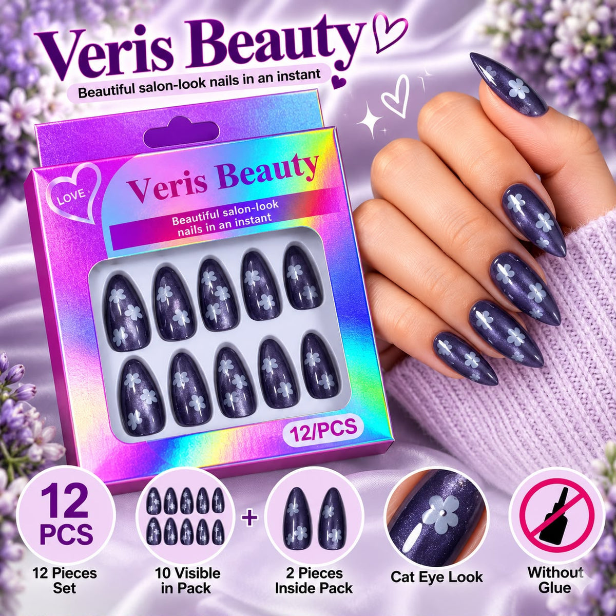 Flower Nails-01 (Purple)